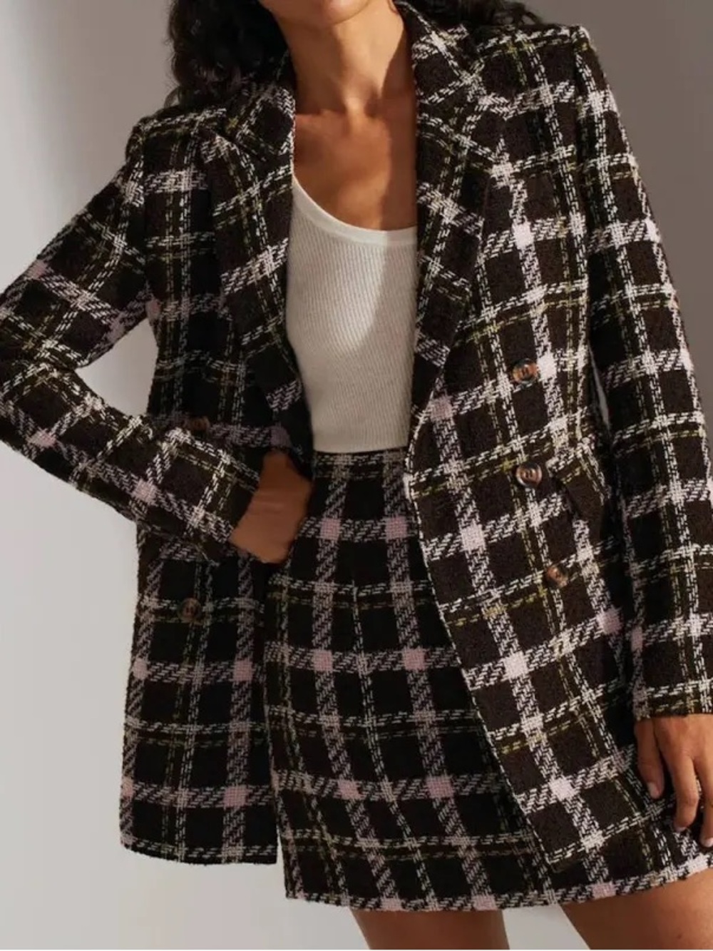 Favorite Daughter Phoebe Blazer in Chocolate Plaid - Size L - NWOT